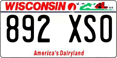 WI license plate 892XSO