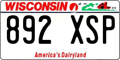 WI license plate 892XSP
