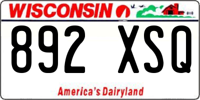 WI license plate 892XSQ