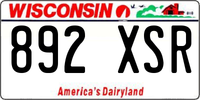 WI license plate 892XSR