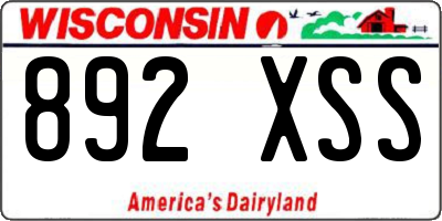 WI license plate 892XSS