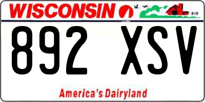 WI license plate 892XSV