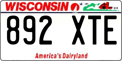 WI license plate 892XTE
