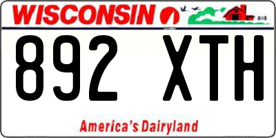 WI license plate 892XTH