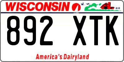 WI license plate 892XTK