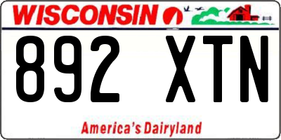 WI license plate 892XTN
