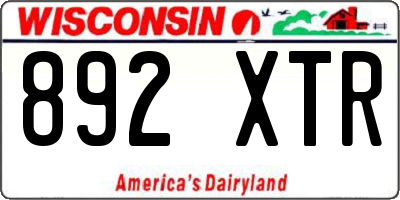 WI license plate 892XTR