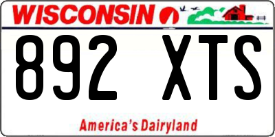 WI license plate 892XTS