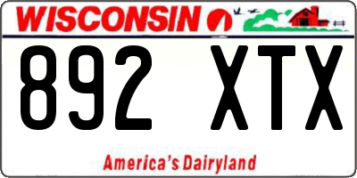 WI license plate 892XTX