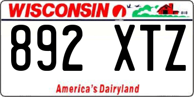 WI license plate 892XTZ