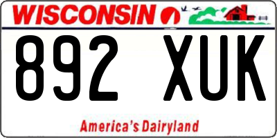 WI license plate 892XUK