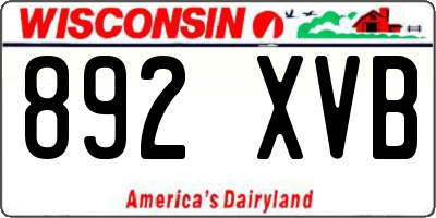 WI license plate 892XVB