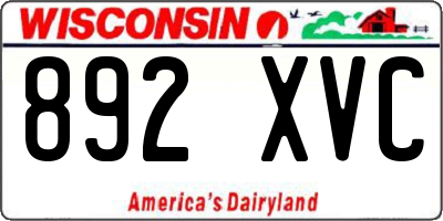 WI license plate 892XVC