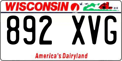 WI license plate 892XVG