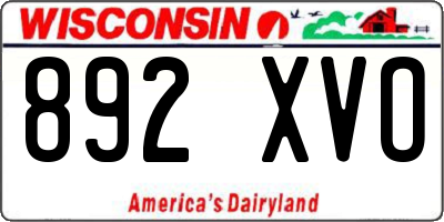 WI license plate 892XVO