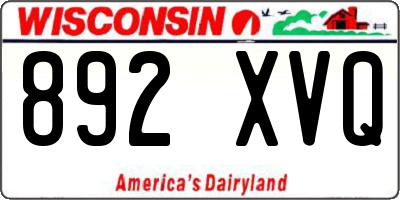 WI license plate 892XVQ