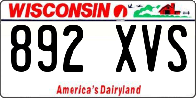WI license plate 892XVS