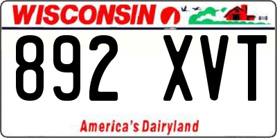 WI license plate 892XVT