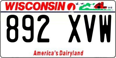 WI license plate 892XVW