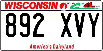 WI license plate 892XVY