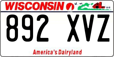 WI license plate 892XVZ
