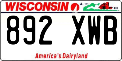 WI license plate 892XWB