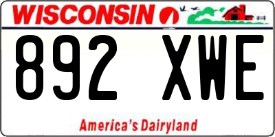 WI license plate 892XWE