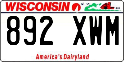 WI license plate 892XWM