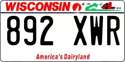WI license plate 892XWR
