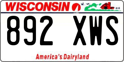 WI license plate 892XWS