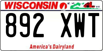 WI license plate 892XWT