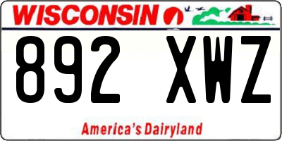 WI license plate 892XWZ