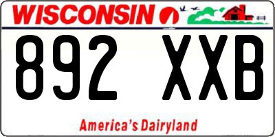 WI license plate 892XXB