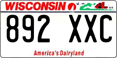 WI license plate 892XXC