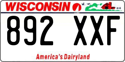 WI license plate 892XXF