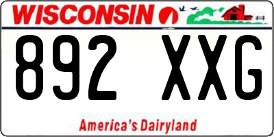 WI license plate 892XXG
