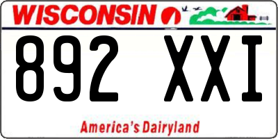 WI license plate 892XXI