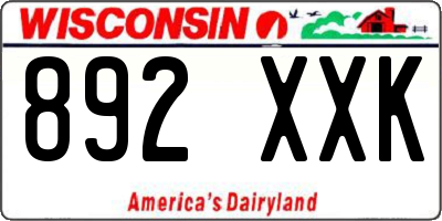 WI license plate 892XXK