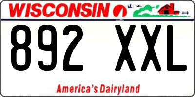 WI license plate 892XXL