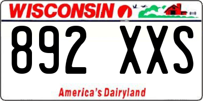 WI license plate 892XXS