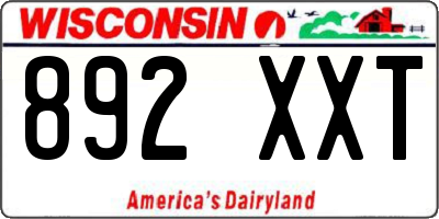 WI license plate 892XXT