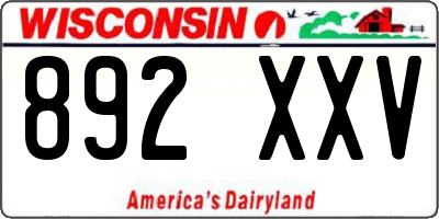 WI license plate 892XXV