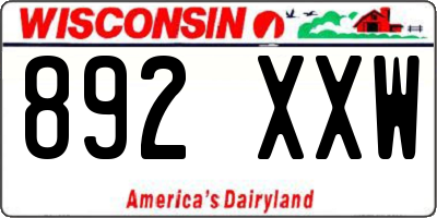 WI license plate 892XXW