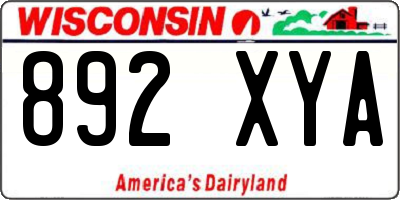 WI license plate 892XYA
