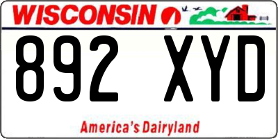 WI license plate 892XYD