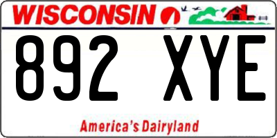 WI license plate 892XYE