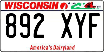 WI license plate 892XYF