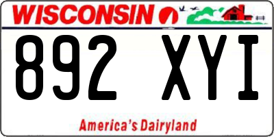 WI license plate 892XYI