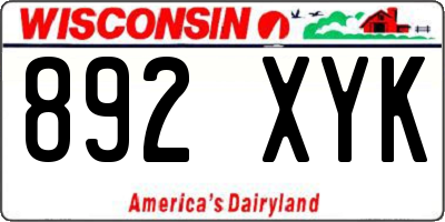 WI license plate 892XYK