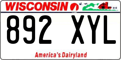 WI license plate 892XYL